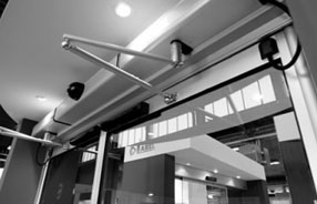 Automatic glass swing doors